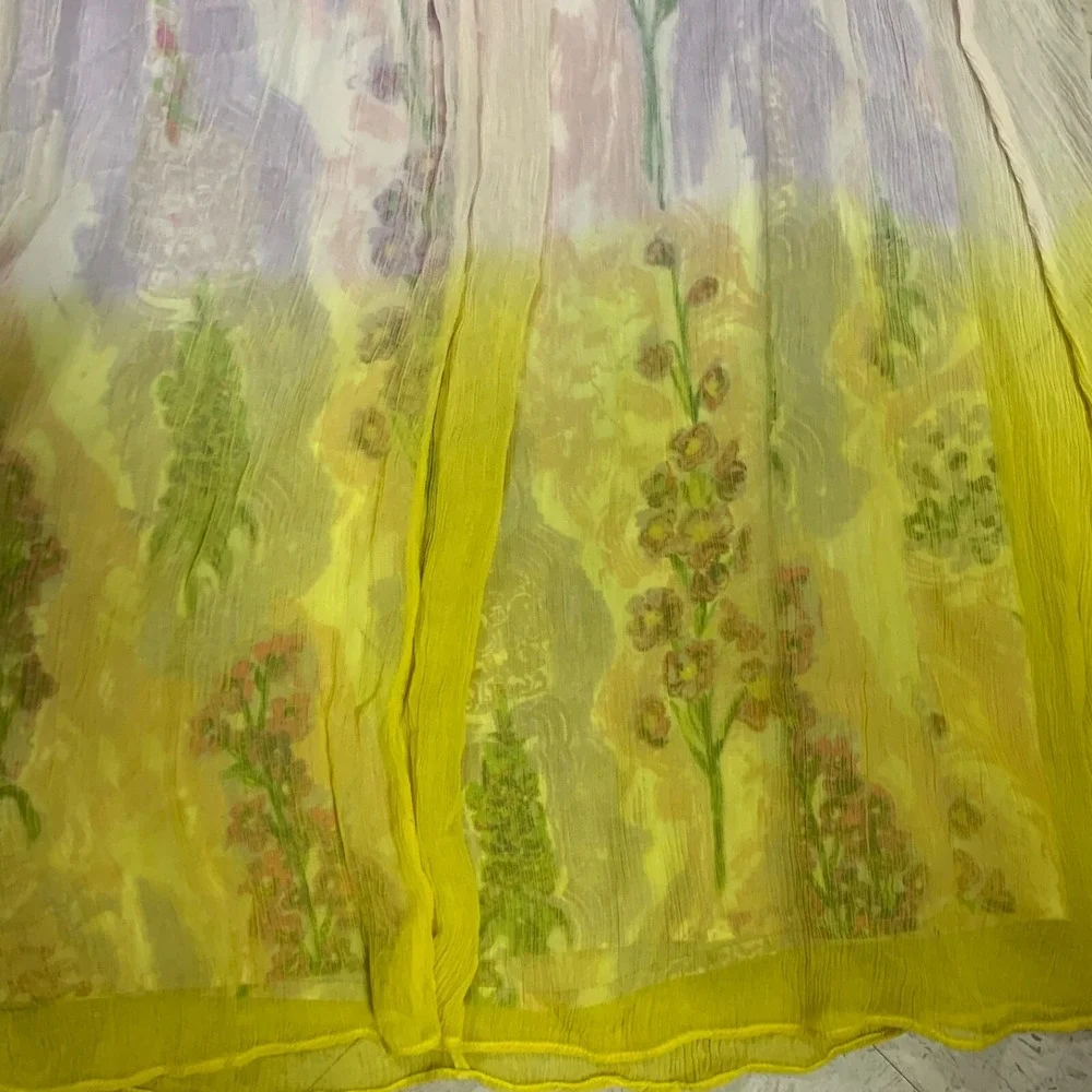 HD IN PARIS Anthropologie Women's Sz 0 Dipped Chroma Swing Dress Purple Yellow - Picture 3 of 10